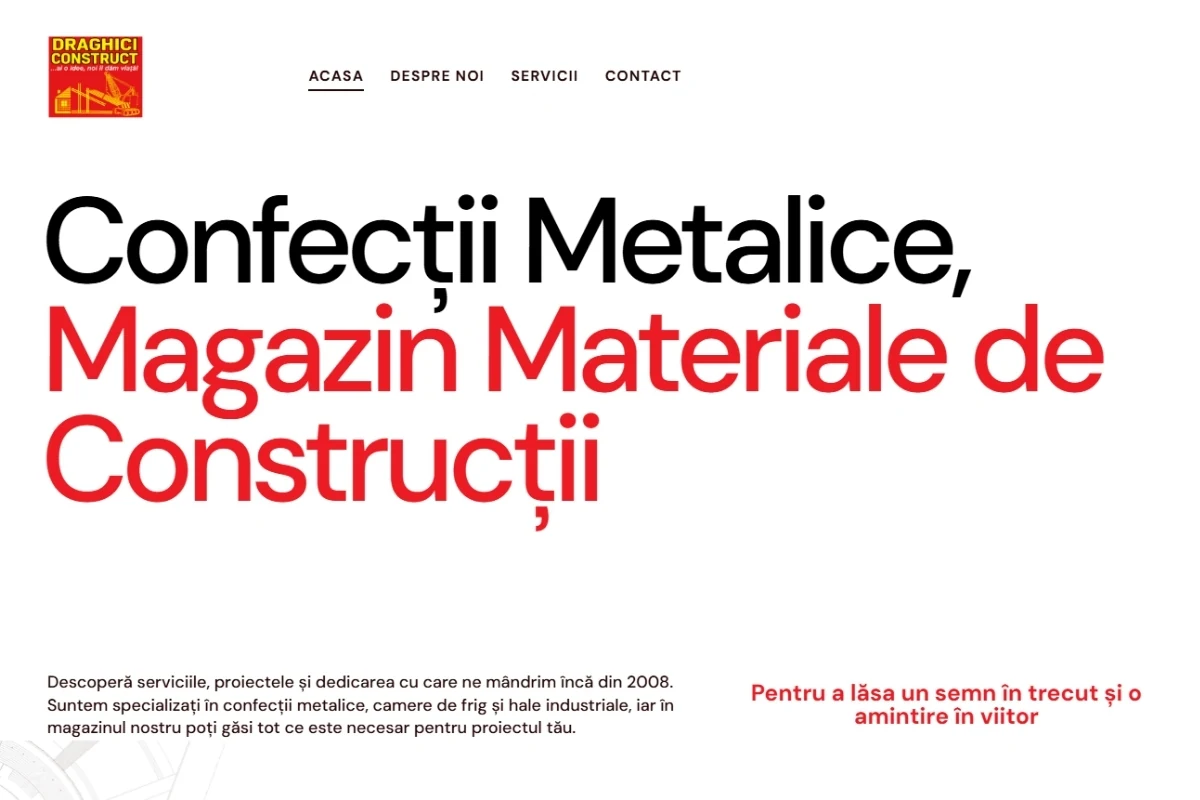 Captură de ecran a site-ului web Drăghici Construct
