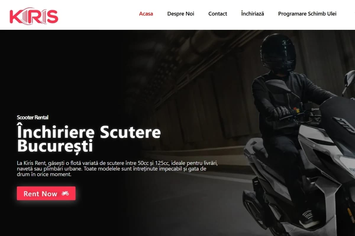 Captură de ecran a site-ului web Kiris Rent — platformă de închirieri