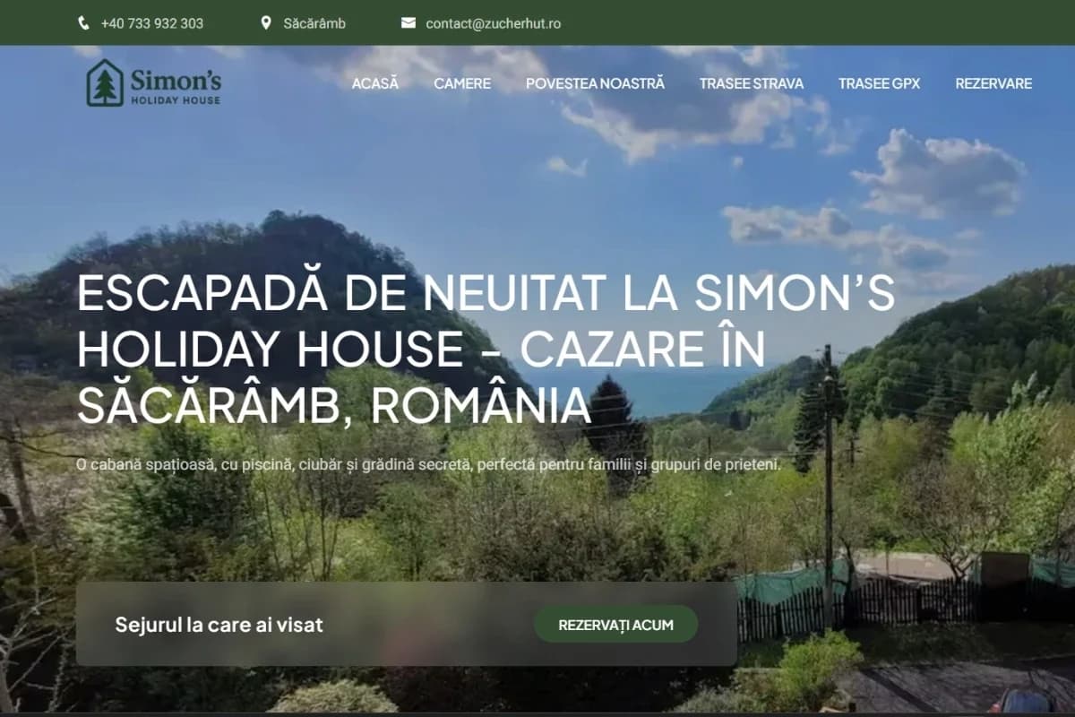 Captură de ecran a site-ului web Simon's Holiday